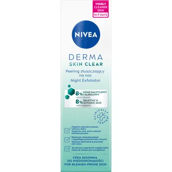 Pleťový peeling Nivea Derma noční pleťový peeling, 40 ml