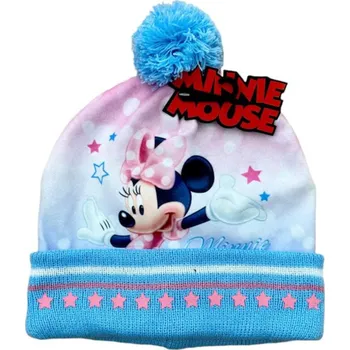 Čepice Eplusm Čepice MINNIE zimní modrá s bambulkou Barva: Modrá, Velikosti: 52
