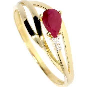 Prsten Zlatnictví Helios Rubínový zlatý prsten s Diamantem