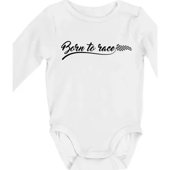 Born to race - Body kojenecké s dlouhým rukávem - Dlouhý r. do 3 měs ( Bílá )
