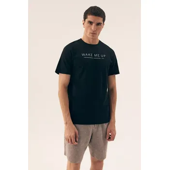 Pánské pyžamo PÁNSKÉ PYŽAMO DARE 42634 SS25 černošedá XL