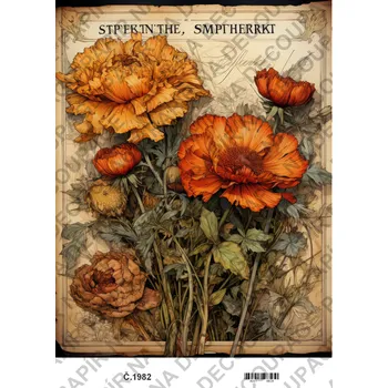 Umělecký papír Rýžový a soft papír na decoupage - Kytice - KB01982 Materiál: Soft, Rozměr: A4