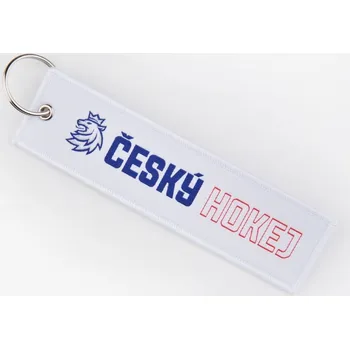 Přívěšek na klíče popruh Český hokej bílý