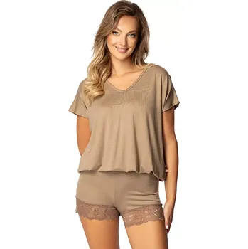 Dámské pyžamo Dkaren Tamara 2 barva: cappuccino 2XL