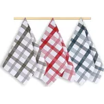 Kuchyňské utěrky - sada 3 kusů - 50x70 cm kostka červená