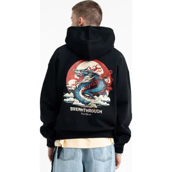Chlapecká mikina Reporter Young | Chlapecká černá mikina s kapucí a potiskem draka „BREAKTHROUGH“ na zádech - Barva ČERNÁ, Velikost 176 253-0551B-31-100-1
