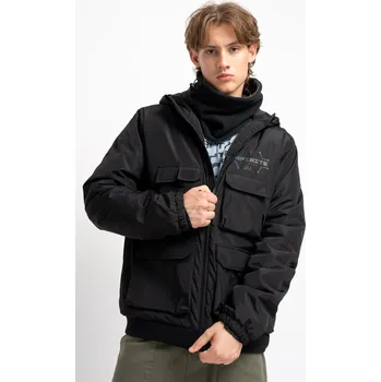 Reporter Young | Chlapecká černá zimní bunda s kapucí a předními kapsami INFINITE - Barva ČERNÁ, Velikost 146 243-0882B-07-100-1