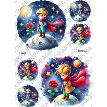 Umělecký papír Rýžový a soft papír na decoupage - Malý Princ - KB02006 Materiál: Soft, Rozměr: A4