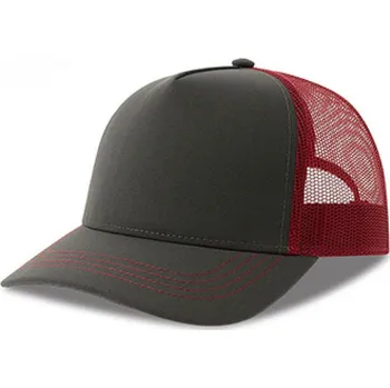 Kšiltovka Atlantis Headwear Různobarevná raperská 5 panelová kšiltovka se síťkou Barva: šedá tmavá - vínová AT426