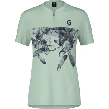 Cyklistické oblečení Cyklistický dres SCOTT W's Trail Flow Zip SS Fresh Green/Metal Blue Velikost: L