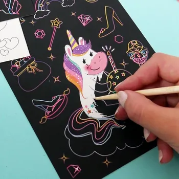 omalovánky Stírací obrázky pro děti 9 ks - jednorožci