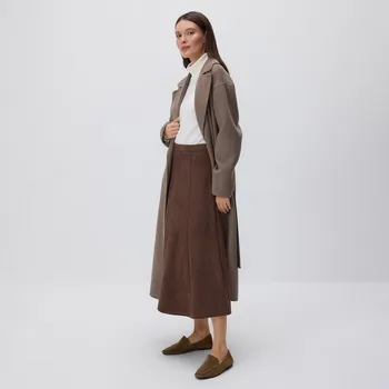 Dámské oblečení Reserved - Midi sukně z imitace semiše - hnědá - 709EH-88X - 709EH-88X-XL