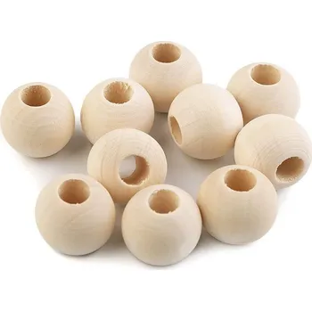 Dětské navlékací korálky Dřevěné korálky pro tvorbu s velkým průvlekem - 14mm - 1ks
