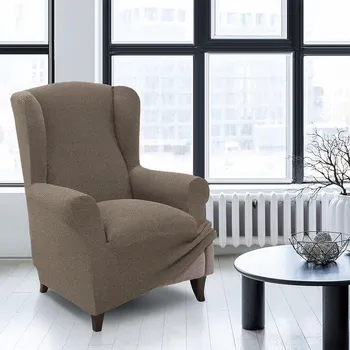 Napínací potah decoDoma napínací potah na křeslo strečový HARMONIA oříšková křeslo ušák (š. 70 - 100 cm)