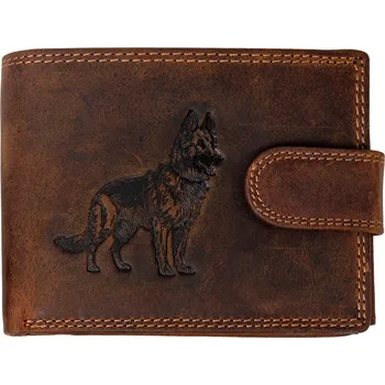 Peněženka WILD Kožená peněženka s přeskou Vlčák - hnědá