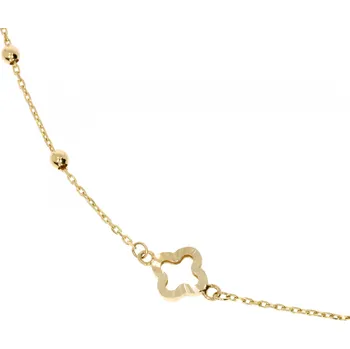 Náramek Zlatnictví Helios Zlatý náramek s kuličkami a čtyřlístkem