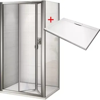 WRITE HARD 90x80 Sprchový kout se zalamovacími dveřmi a mramorovou vaničkou