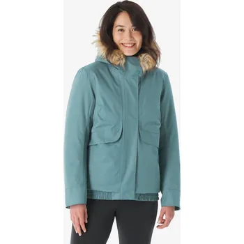 QUECHUA Dámská turistická nepromokavá bunda NH 500 2XL BÍLÁ|ZELENÁ