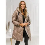 Dámský zimní dlouhý quiltovaný kabát s kapucí camelový Bolf 5M3189A - L