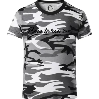 Chlapecké tričko Born to race - Dětské maskáčové triko - 134 cm/8 let ( Šedý maskáč )