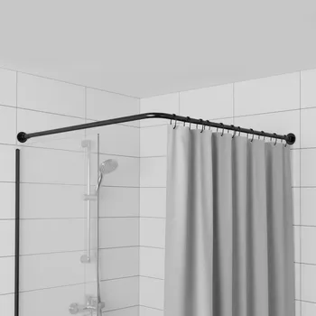 Tyč na sprchový závěs Onpira Nerezová rohová tyč na sprchový závěs teleskopická 67-90 cm Barva: Černá, Model: K přišroubování