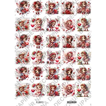 Umělecký papír Rýžový a soft papír na decoupage - Víla srdíčková - KB02011 Materiál: Soft, Rozměr: A4