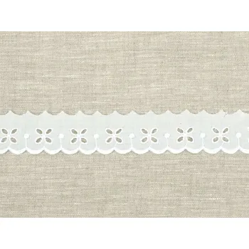 Krajka Snový svět Vyšívaná krajka bavlněná bílá TK0057-30mm