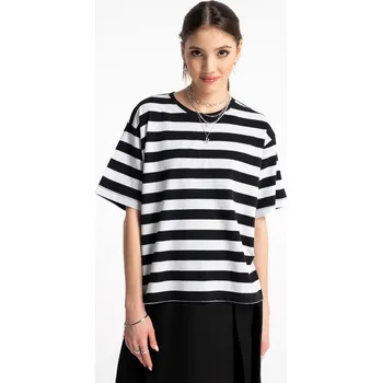 Reporter Young | Dívčí oversize černobílé pruhované tričko - Barva VÍCEBAREVNÁ, Velikost 146 251-0440G-21-200-1