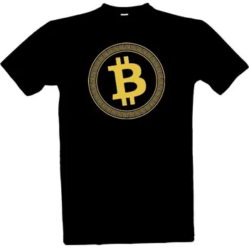 Tričko s potiskem Zlatý Bitcoin pánské
