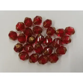 Dětské navlékací korálky Korálky katedrály - ohňovky se zlatým blistrem 8x10mm - rubínová - 25ks