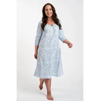 Dámská noční košile Noční košile Antonia modrá s květy XXL