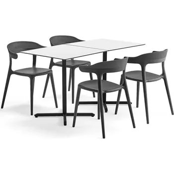 Jídelní set Jídelní set BECKY + CREEK, 2 stoly a 4 antracitově šedé židle