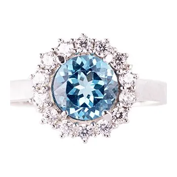 Prsten topaz - stříbrný prsten - květina (3073TZ) Velikost: 56, povrchová úprava: rhodiované