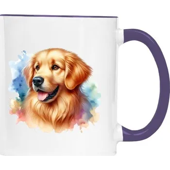 Hrnek malý barevný s potiskem Retrívr vodní barvy