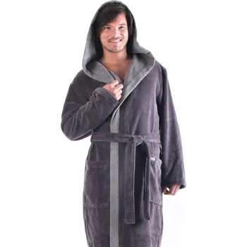 Pánský župan TAMPA DUO pánský savý župan s kapucí Vestis 39 59 ŠEDÁ Barva: TMAVĚ ŠEDÁ 9551, Velikost: XL