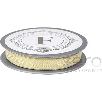 Stuha Stuha tkaná 1,5 cm x 10 y - krémová/zlatá