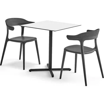 Jídelní set Jídelní set BECKY + CREEK, 1 stůl a 2 antracitově šedé židle