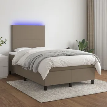 Postel vidaXL Box spring postel s matrací a LED 120 x 200 cm textil [3134702] Barva: taupe
