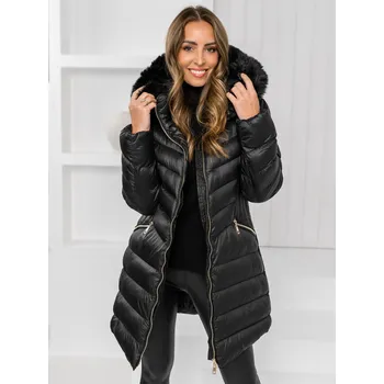 Dámský zimní dlouhý quiltovaný kabát s kapucí černý Bolf 5M3162A2 - L