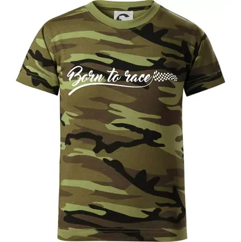 Born to race - Dětské maskáčové triko - 146 cm/10 let ( Zelený maskáč )