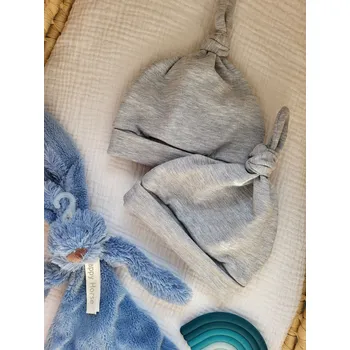 Kojenecká čepice Novorozenecká bavlněná čepička 0–3 měsíce - šedá