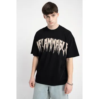 Chlapecké tričko Reporter Young | Chlapecké černé tričko s potiskem „INFLAMMABLE“ - Barva ČERNÁ, Velikost 164 253-0440B-05-100-1