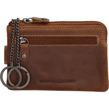 Hide & stitches Japura kožená klíčenka na zip - koňaková