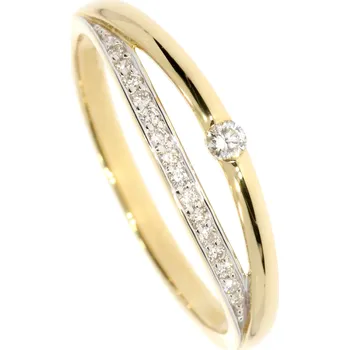 Prsten Zlatnictví Helios Minimalistický zlatý prsten s Diamanty Velikost: 58, Váha: 1,95g