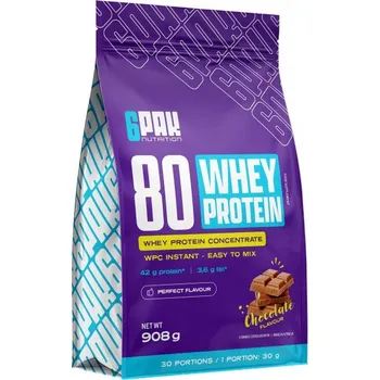 Protein 6Pak Nutrition Whey Protein 80 (908 g) - 908 g, čokoláda Příchuť: čokoláda, Velikost: 908 g