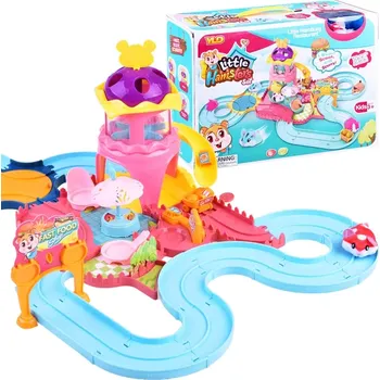 Interaktivní hrací set s křečkem – zábavná dráha s fast food parkem