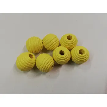 Dětské navlékací korálky Dřevěné korálky žebrované 13 mm - žluté