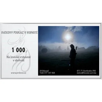 Pozvánka Dárkový poukaz na lovecké potřeby 2 Dárkový poukaz: 1000
