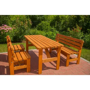 Zahradní sestava Masivní zahradní nábytek Vídeň III - 150 cm s nátěrem