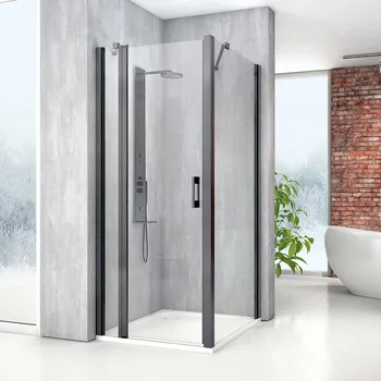 Roth MI PIF+MI FXP Obdélníkový sprchový kout 120x90 cm, otevírací, Černý elox/Transparent, MI PIF/1200+MI FXP/900 NPE